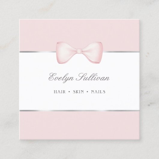 Coquette roze boog vierkant visitekaartje (Voorkant)