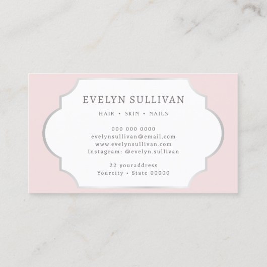 Coquette roze boog visitekaartje (Achterkant)