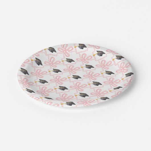 Coquette Roze Bow Afstuderen Papieren Bordje (Gekanteld)