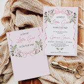 Coquette Roze Bow Arch Winter Floral Baby shower Kaart