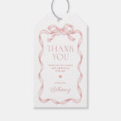 Coquette Roze Bow Baby Meisje Dank je Cadeaulabel (Voorkant)