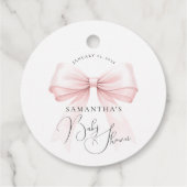 Coquette Roze Bow Baby shower Bedankjes Labels (Achterkant)
