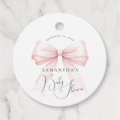 Coquette Roze Bow Baby shower Bedankjes Labels (Voorkant)