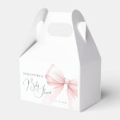 Coquette Roze Bow Baby shower Favoriete Tassen Bedankdoosjes (Voorkant Zijde)