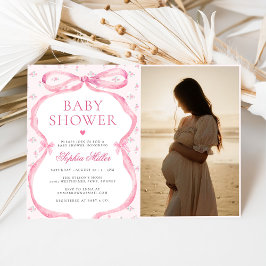 Coquette Roze Bow Baby shower Foto Kaart