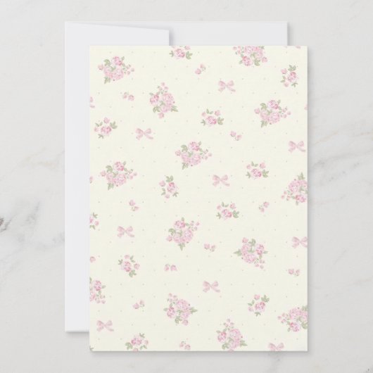 Coquette Roze Bow Baby shower Invitation Kaart (Achterkant)