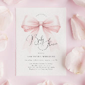 Coquette Roze Bow Baby shower Invitation Kaart