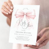 Coquette Roze Bow Baby shower Invitation Kaart