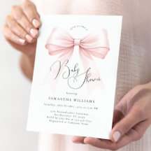 Coquette Roze Bow Baby shower Invitation