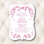 Coquette Roze Bow Baby shower Invitation Kaart
