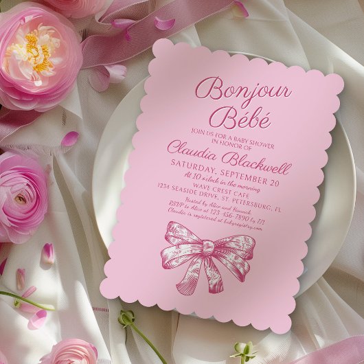 Coquette Roze Bow Baby shower Kaart
