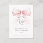 Coquette Roze Bow Baby shower Luier Raffle Informatiekaartje (Voorkant)