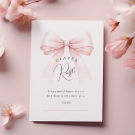 Coquette Roze Bow Baby shower Luier Raffle Informatiekaartje