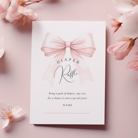 Coquette Roze Bow Baby shower Luier Raffle Informatiekaartje
