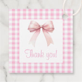 Coquette Roze Bow Baby shower Meisje Dank je Label (Achterkant)
