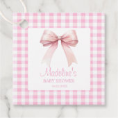 Coquette Roze Bow Baby shower Meisje Dank je Label (Voorkant)