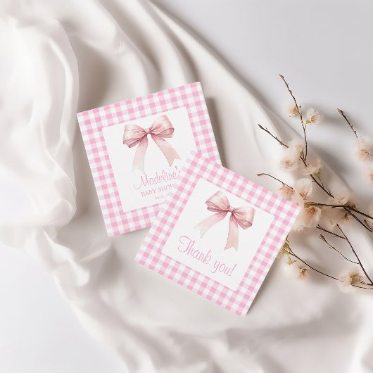 Coquette Roze Bow Baby shower Meisje Dank je Label