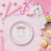 Coquette Roze Bow Baby shower Meisje papier bord (Feest)