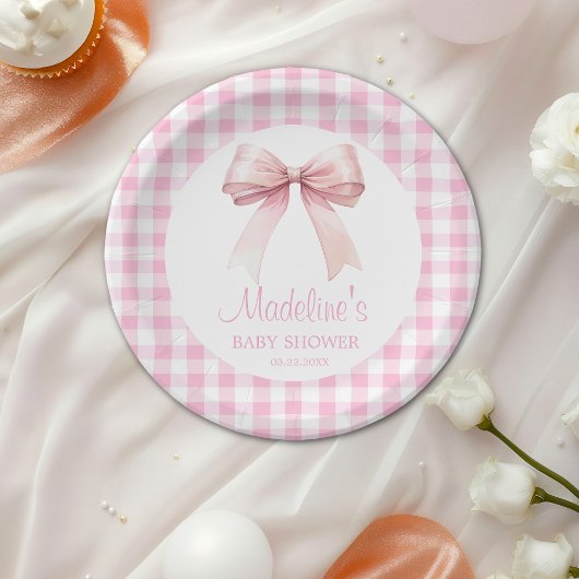 Coquette Roze Bow Baby shower Meisje papier bord