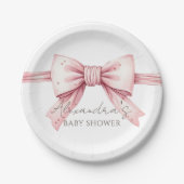 Coquette Roze Bow Baby shower Papieren Bordje (Voorkant)