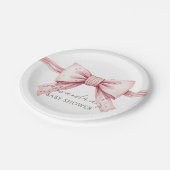 Coquette Roze Bow Baby shower Papieren Bordje (Gekanteld)