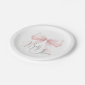Coquette Roze Bow Baby shower Papieren Bordje (Gekanteld)