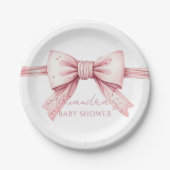 Coquette Roze Bow Baby shower Papieren Bordje (Voorkant)