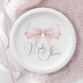 Coquette Roze Bow Baby shower Papieren Bordje