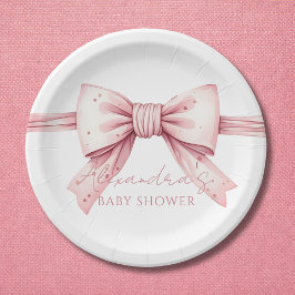 Coquette Roze Bow Baby shower Papieren Bordje