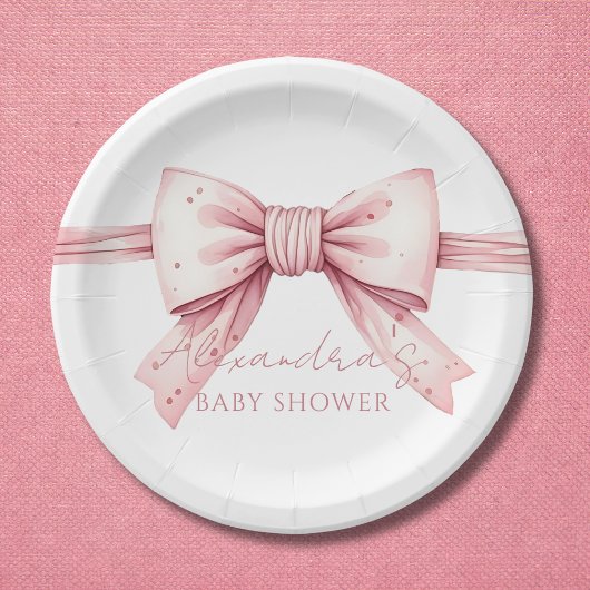 Coquette Roze Bow Baby shower Papieren Bordje