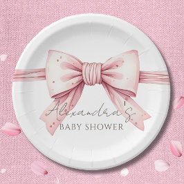 Coquette Roze Bow Baby shower Papieren Bordje