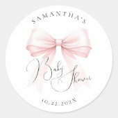 Coquette Roze Bow Baby shower Ronde Sticker (Voorkant)