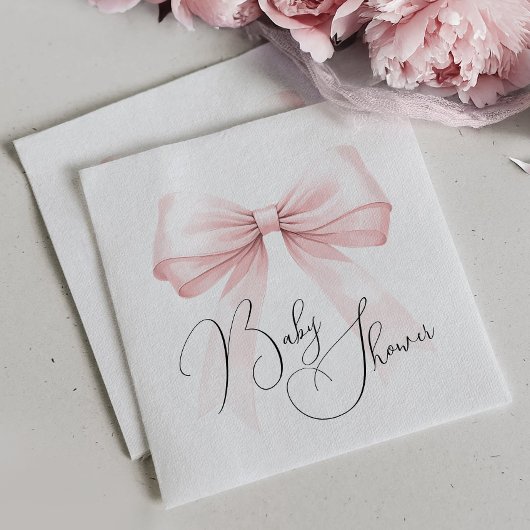 Coquette Roze Bow Baby shower Servet