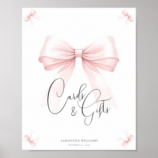 Coquette Roze Bow Baby shower Teken Poster (Voorkant)