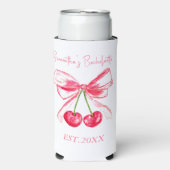 Coquette Roze Bow Bachelorette Party Cherry Seltzer Blikjeskoeler (Seltzer Voorkant)