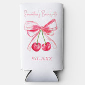 Coquette Roze Bow Bachelorette Party Cherry Seltzer Blikjeskoeler (Voorkant)