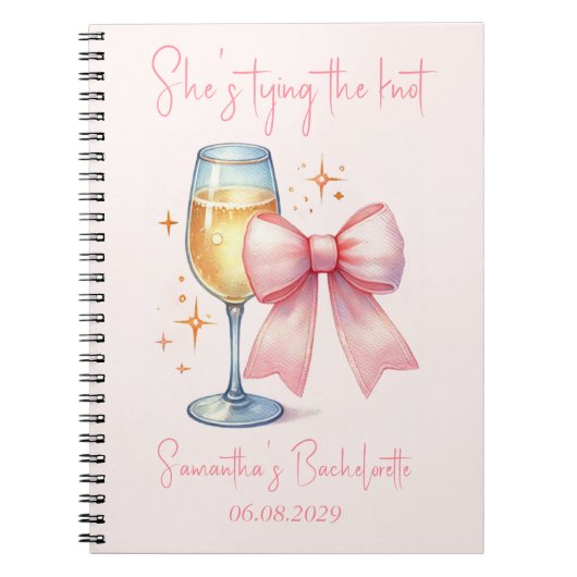 Coquette Roze Bow Bachelorette Party Notitieboek (Voorkant)