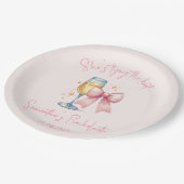 Coquette Roze Bow Bachelorette Party Papieren Bordje (Gekanteld)