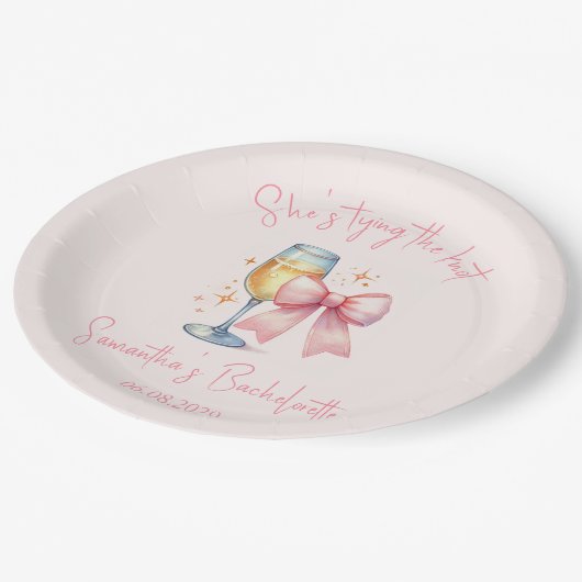 Coquette Roze Bow Bachelorette Party Papieren Bordje (Gekanteld)