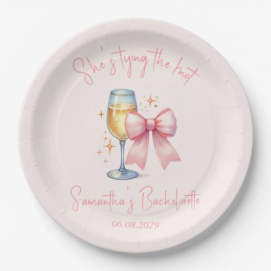 Coquette Roze Bow Bachelorette Party Papieren Bordje (Voorkant)
