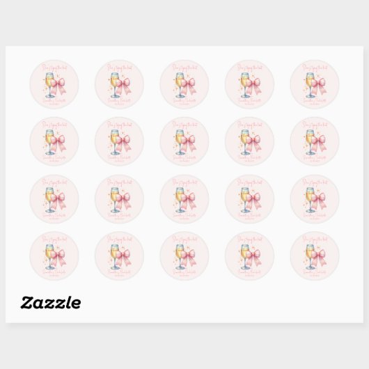 Coquette Roze Bow Bachelorette Party Ronde Sticker (Vel)