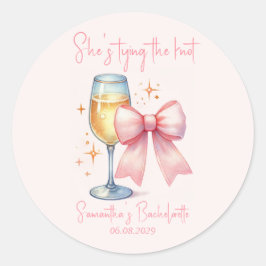 Coquette Roze Bow Bachelorette Party Ronde Sticker