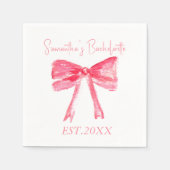 Coquette Roze Bow Bachelorette Party Servet (Voorkant)