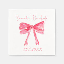 Coquette Roze Bow Bachelorette Party Servet