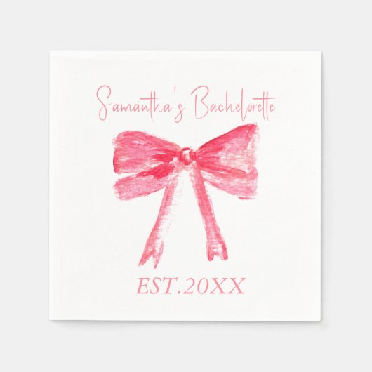 Coquette Roze Bow Bachelorette Party Servet (Voorkant)