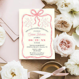 Coquette Roze Bow Bachelorette Party Uitnodiging