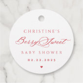 Coquette Roze Bow Berry Baby shower Bedankjes Labels (Achterkant)