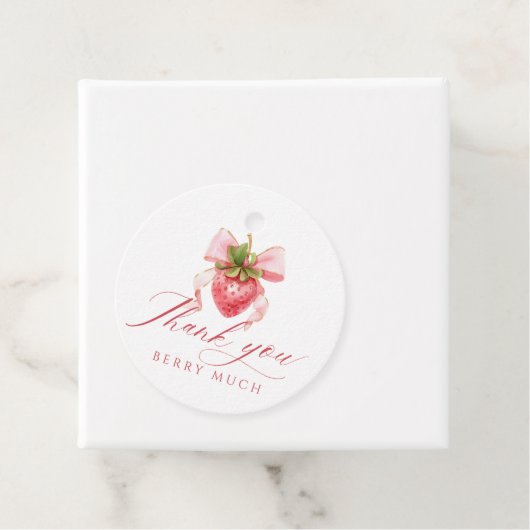 Coquette Roze Bow Berry Baby shower Bedankjes Labels (In situ)