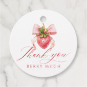 Coquette Roze Bow Berry Baby shower Bedankjes Labels (Voorkant)