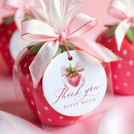 Coquette Roze Bow Berry Baby shower Bedankjes Labels